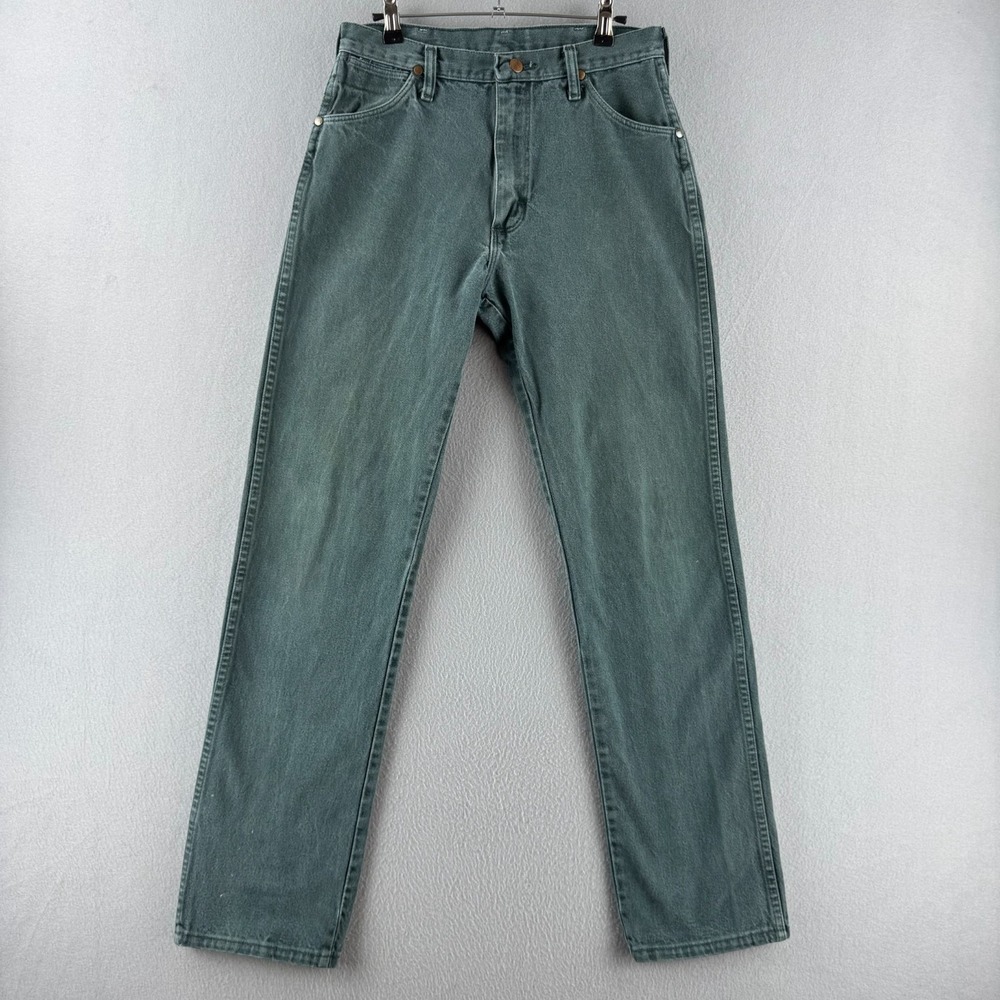Vintage Wrangler Jeans Mens Fits 29x32 Green Cowboy Cut Made in USA